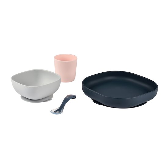 Set Vaisselle Silicone 4 pièces Bleu nuit  de Béaba