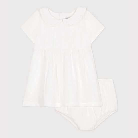 Robe en coton avec bloomer et leurs détails ajourés Ecume 36 mois de Petit Bateau