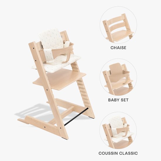 Tripp Trapp® Pack Chaise haute + Baby Set + Coussin Naturel / Crème  de Stokke®