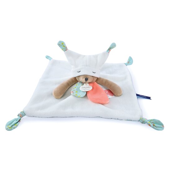 Doudou Plat Ours 3 Histoires Blanc 25 cm de Doudou et Compagnie