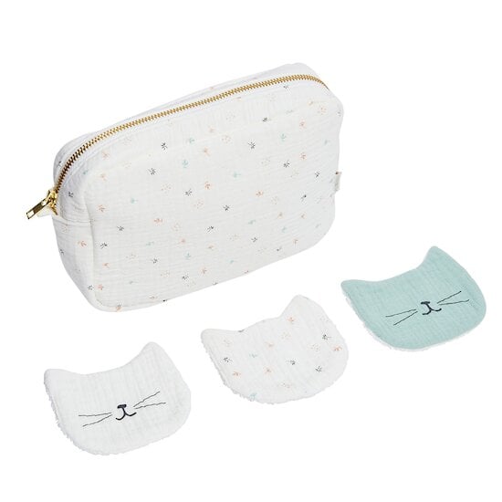 Trousse de toilette + lingettes lavables Écru  de P'tit bisou