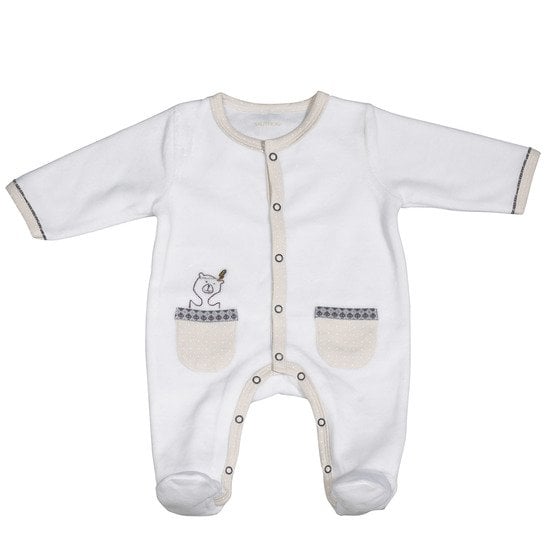 Timouki pyjama en velours Blanc 1 mois de Sauthon Baby's Sweet Home