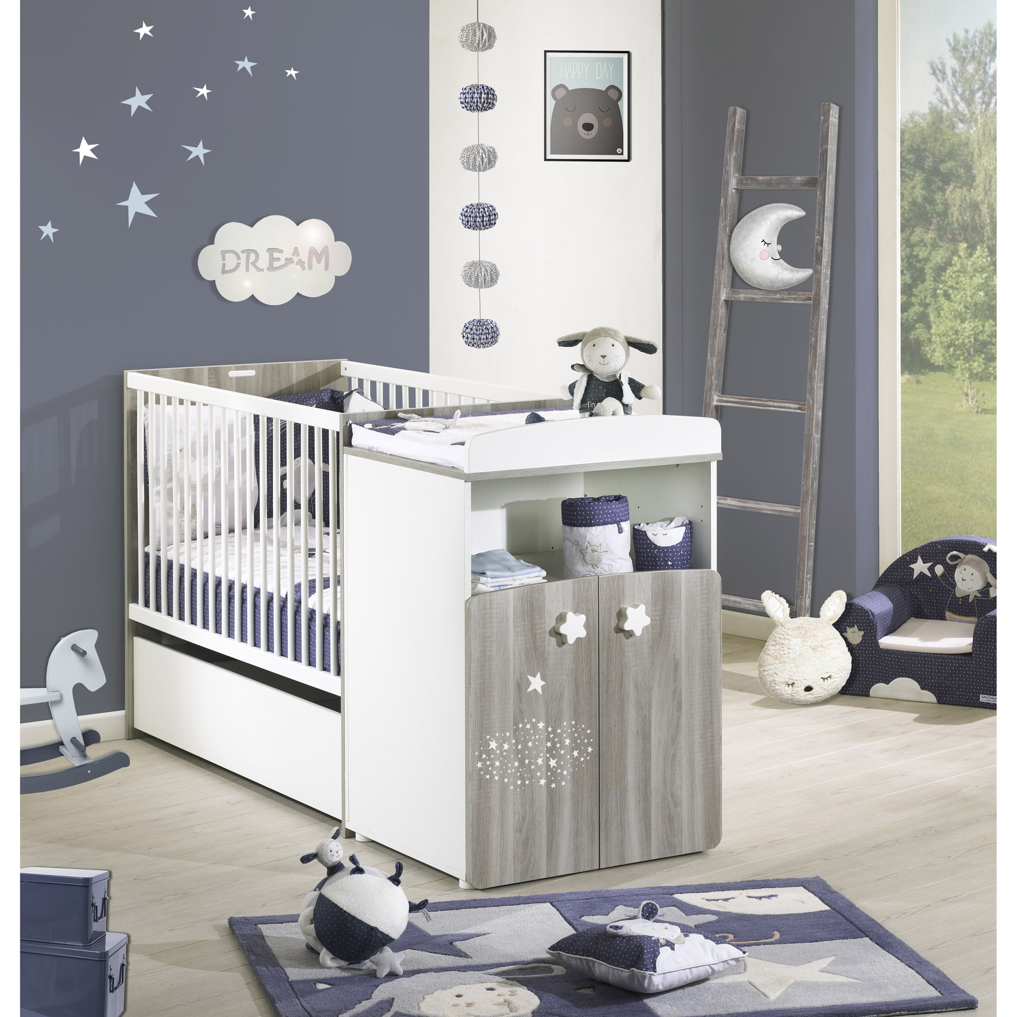 Hugo Lit Combine Evolutif 60x1 En 90x190 Gris Blanc De Sauthon Baby S Sweet Home Ensembles Evolutifs Aubert