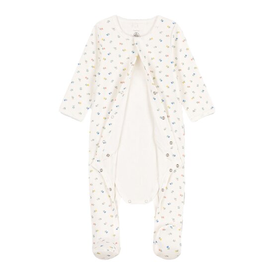 Bodyjama fleurs en coton Blanc Marshmallow/Blanc Multico Prématuré de Petit Bateau Bodyjama fleurs en coton Blanc Marshmallow/Blanc Multico Prématuré de Petit Bateau