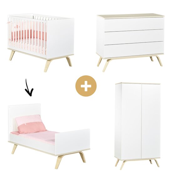 Chambre Serena : Lit 70x140 + Commode + Armoire   de Sauthon Baby's Sweet Home Chambre Serena : Lit 70x140 + Commode + Armoire   de Sauthon Baby's Sweet Home
