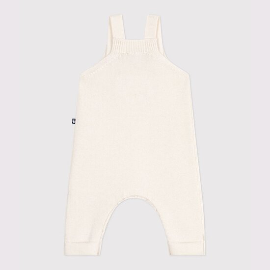 Salopette bébé unie en tricot laine et coton Marshmallow  de Petit Bateau Salopette bébé unie en tricot laine et coton Marshmallow  de Petit Bateau