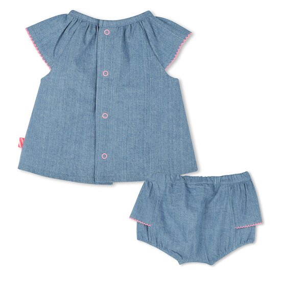 Ensemble Blouse + bloomer en denim  9 mois de Billieblush Ensemble Blouse + bloomer en denim  9 mois de Billieblush