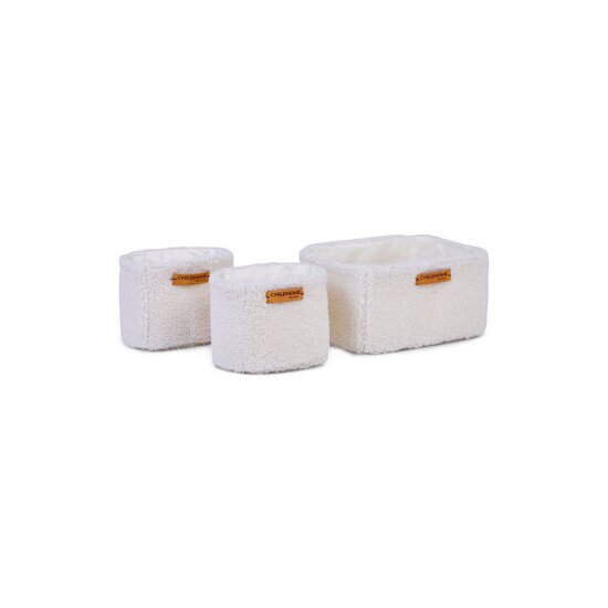 Lot de 3 paniers de rangement Teddy Ecru  de Childhome Lot de 3 paniers de rangement Teddy Ecru  de Childhome