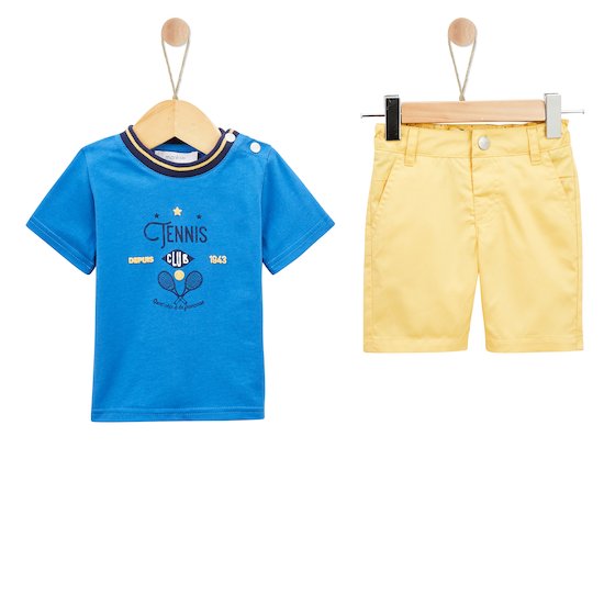 Bleu Tennis Ensemble Tee-shirt + Short Bleu 24 mois de Marèse