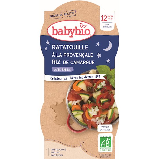 Bol ratatouille à la provençale riz de Camargue basilic  2 x 200 g de Babybio