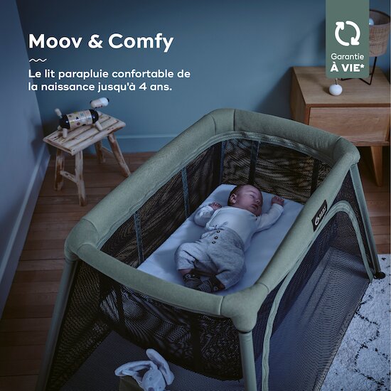 Lit parapluie Moov & Comfy avec berceau intégré Vert  de Babymoov Lit parapluie Moov & Comfy avec berceau intégré Vert  de Babymoov