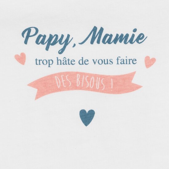 Body Annonce Manches Longues Papi & Mamie Écru Lys  de P'tit bisou Body Annonce Manches Longues Papi & Mamie Écru Lys  de P'tit bisou