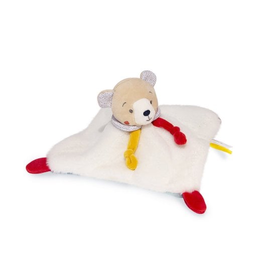 Doudou Ours mouchoir en boite fleur