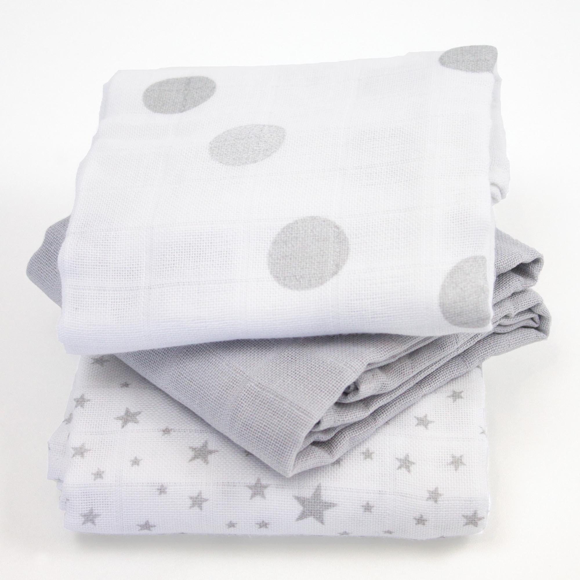 Set De 3 Langes Imprimes Coton Bio Gris De Kadolis Langes Aubert