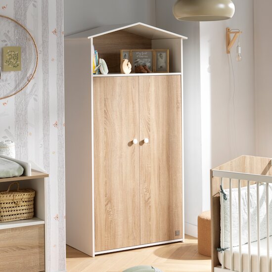 Chambre bébé complète Mia : lit 70x140, commode, armoire, Sauthon