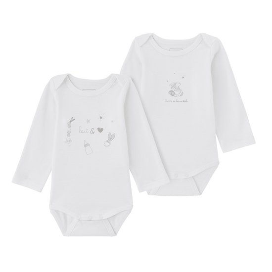 Lot 2 bodies manches longues Blanc  de P'tit bisou
