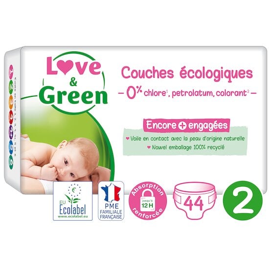 Couches écologiques Blanc T2 de Love & Green