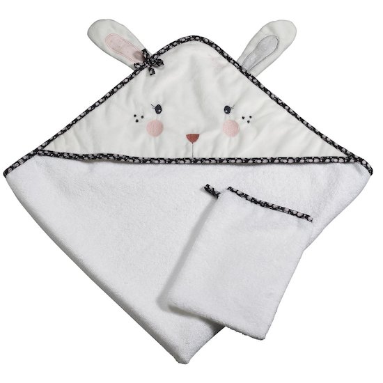 Miss Fleur de Lune cape de bain + gant Blanc  de Sauthon Baby's Sweet Home