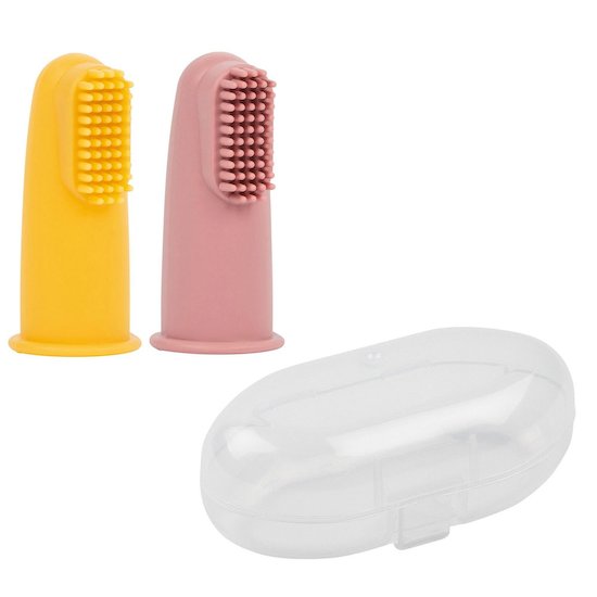 Set de Brosses à Dents 2 Pièces Silicone Rose  de Nattou