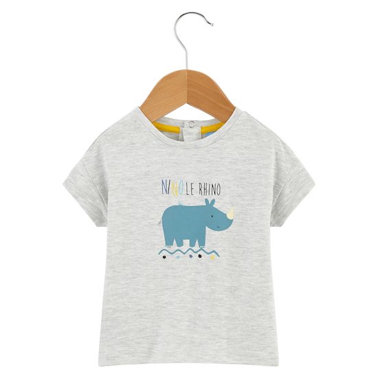 T-shirt rhino Little Friends Gris 12 mois de P'tit bisou