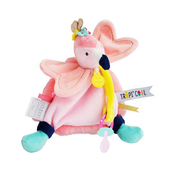 Tropicool attache sucette Flamant rose  de Doudou et Compagnie