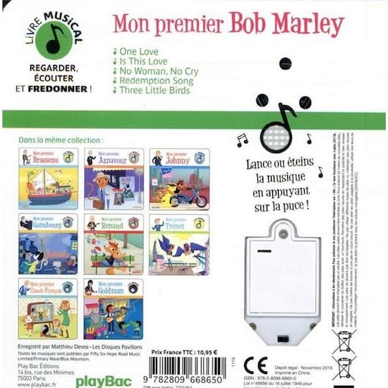 Livre musical Mon premier Bob Marley   de PlayBac Livre musical Mon premier Bob Marley   de PlayBac