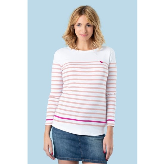 Marinière de grossesse Brest Blanc / Rose XL de Cache Coeur