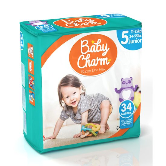 Couches super dry flex junior 11/25kg Blanc Pack de 34 de Baby Charm