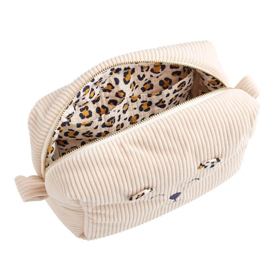Trousse de toilette en velours côtelé Léopard Beige  de Sauthon Baby Déco Trousse de toilette en velours côtelé Léopard Beige  de Sauthon Baby Déco