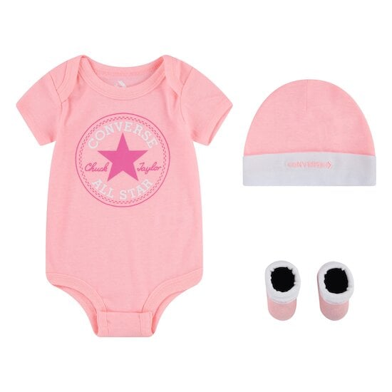 Coffret Bodie + Bonnet + Chaussons Rose  de Converse