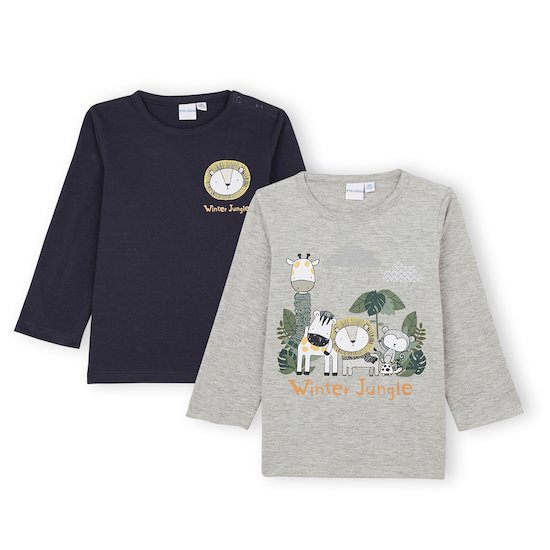 Lot de 2 t-shirts Gris/bleu marine 1 mois de P'tit bisou