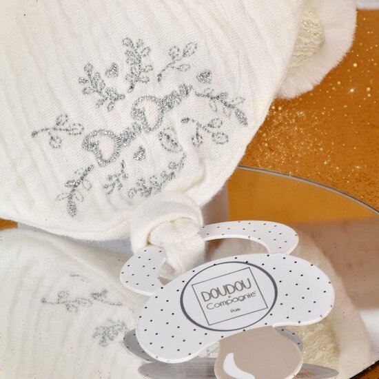 Ours en peluche avec attache-sucette Blanc 20 cm de Doudou et Compagnie Ours en peluche avec attache-sucette Blanc 20 cm de Doudou et Compagnie