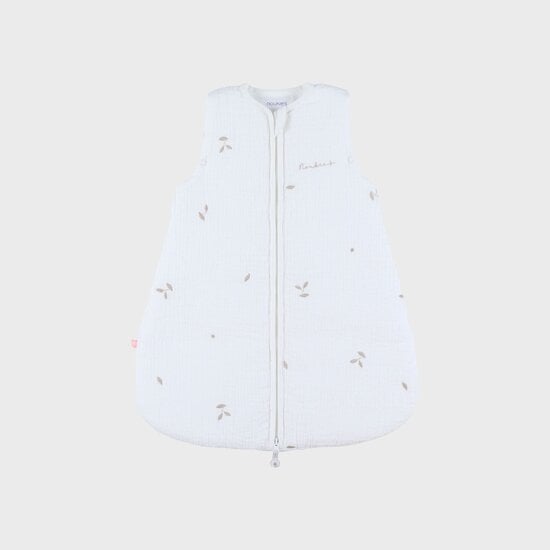 Gigoteuse brodée en gaze de coton bio Fluffy, Orso et Lily Blanc  de Noukies