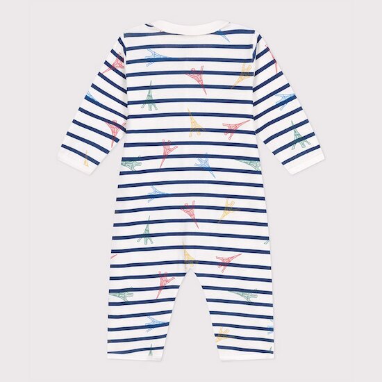 Pyjama en coton sans pieds avec col Paris Blanc Ecume 12 mois de Petit Bateau