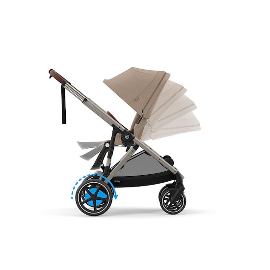 Poussette e-Gazelle S + Panier shopping Châssis Taupe - Almond Beige  de CYBEX Poussette e-Gazelle S + Panier shopping Châssis Taupe - Almond Beige  de CYBEX