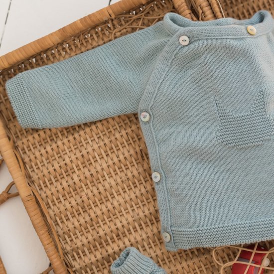 Brassière Petits Chats Bleu Danube  de La Manufacture de Layette Brassière Petits Chats Bleu Danube  de La Manufacture de Layette