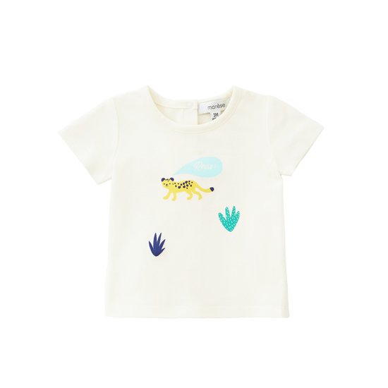 T-shirt Petit Léopard Ecru Drapeau 1 mois de Marèse