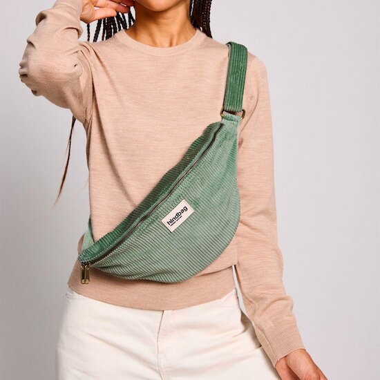 Sac banane Sasha Velours Vert d'eau  de Hindbag