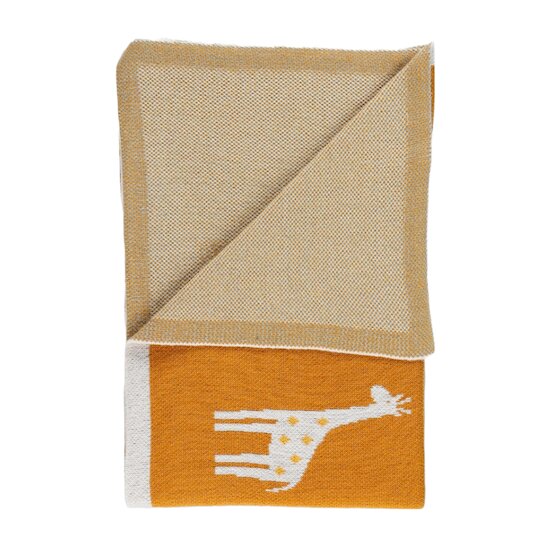 Tiga, Stegi & Ops Couverture tricot en jacquard BIO Ocre 75 x 100 cm de Noukies