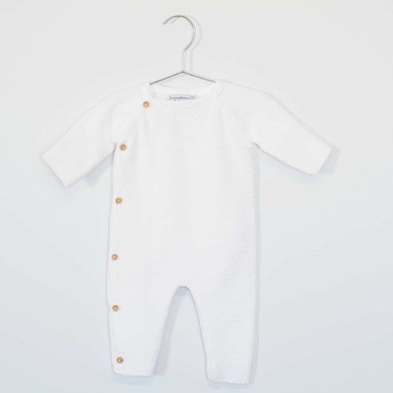 Petits chats Combinaison en tricot Blanc  de La Manufacture de Layette