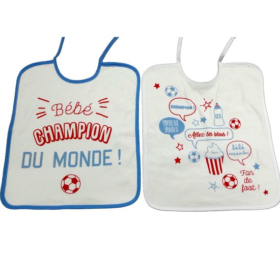 Lot de 2 bavoirs foot 28x32cm lacets