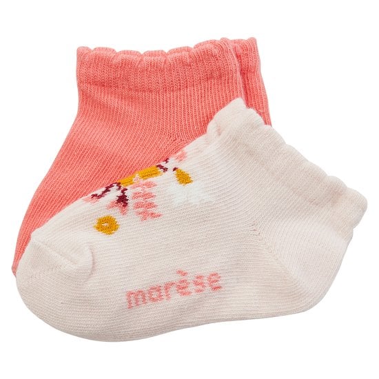 Lot 2 paires de chaussettes Ma fleur chérie Rose pâle / Rose  de Marèse