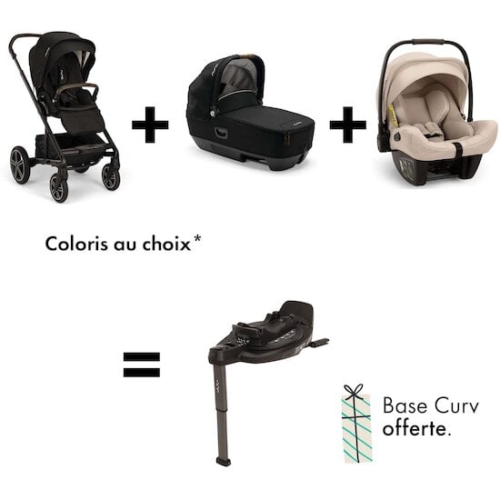 Offre Nuna : Base Curv OFFERTE pour l'achat d'une Poussette Mixx Next + Nacelle auto Cari Next + Siège auto Pipa Next
