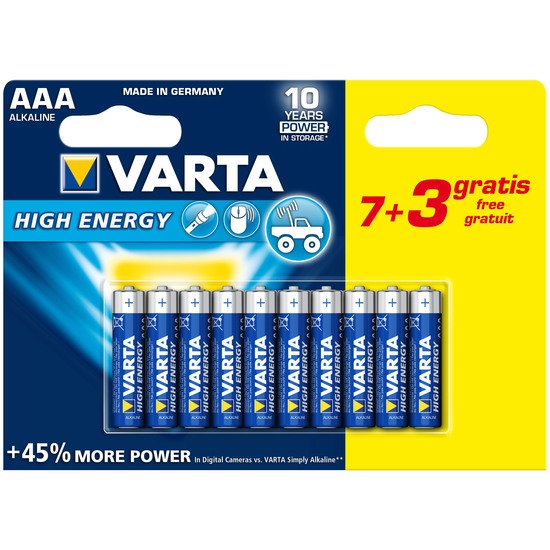Piles alcalines High Energy AAA/LR03   de VARTA