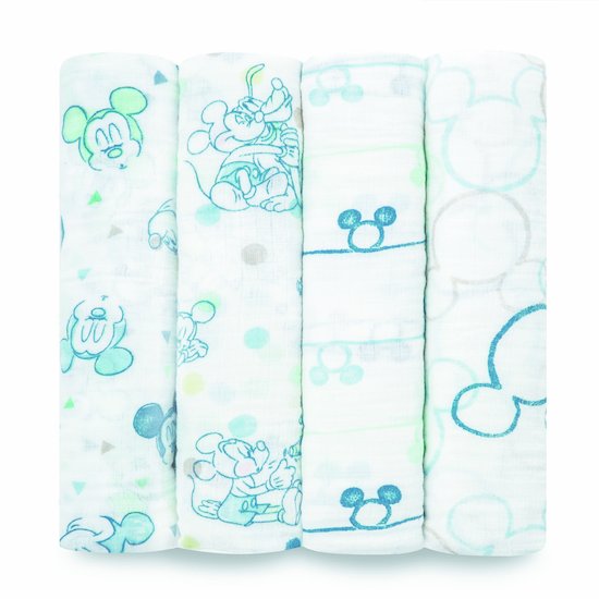 Lot de 4 langes 112x112 Mickey Bubble  de aden + anais essentials