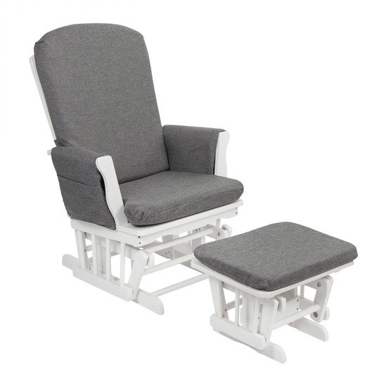 Fauteuil d'allaitement tissu Lin Blanc / Gris Foncé  de Quax