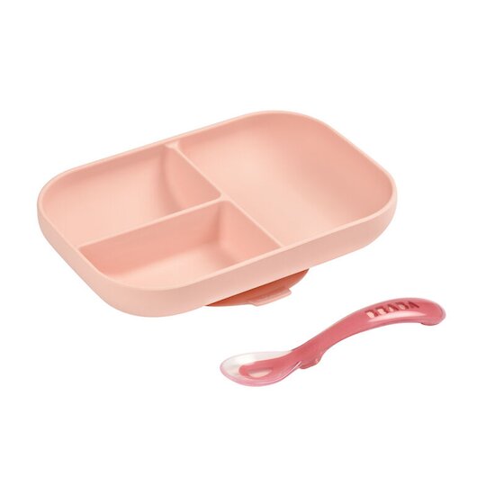 Set repas silicone  Rose  de Béaba Set repas silicone  Rose  de Béaba