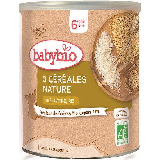 3 Céréales nature blé avoine riz  220 g de Babybio
