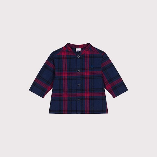 Chemise en flanelle à carreaux bébé Bleu smoking 6 mois de Petit Bateau