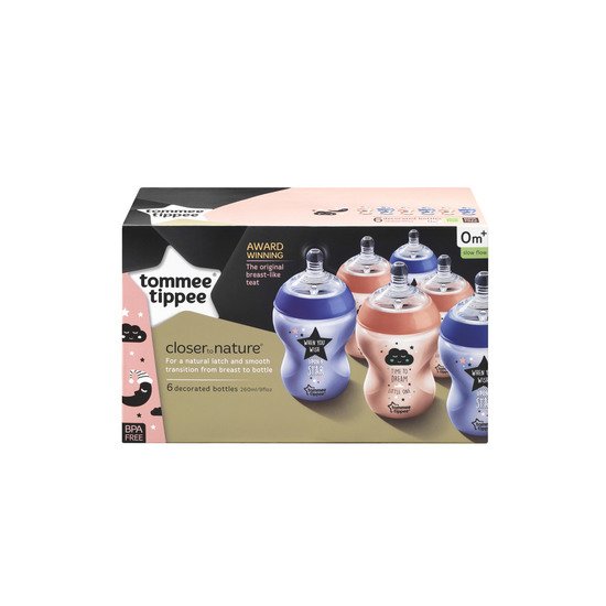 Biberons Closer to Nature x6 décorés Chat 260 ml de Tommee Tippee